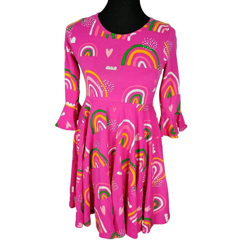 Wildflowers Clothing Girls Size 14‎ Pink Rainbow 3/4 Bell Sleeves Dress
